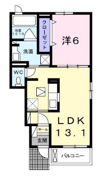 カーサ セレーナB(2LDK/1階)の間取り写真