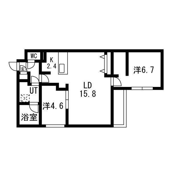 オリヴィオ南15西8(2LDK/2階)の間取り写真