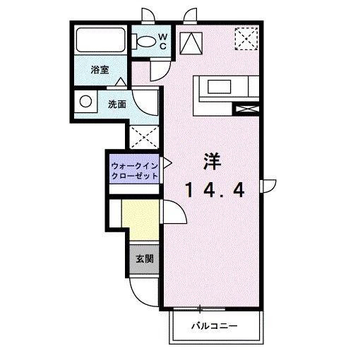 サウス郡家A(ワンルーム/1階)の間取り写真