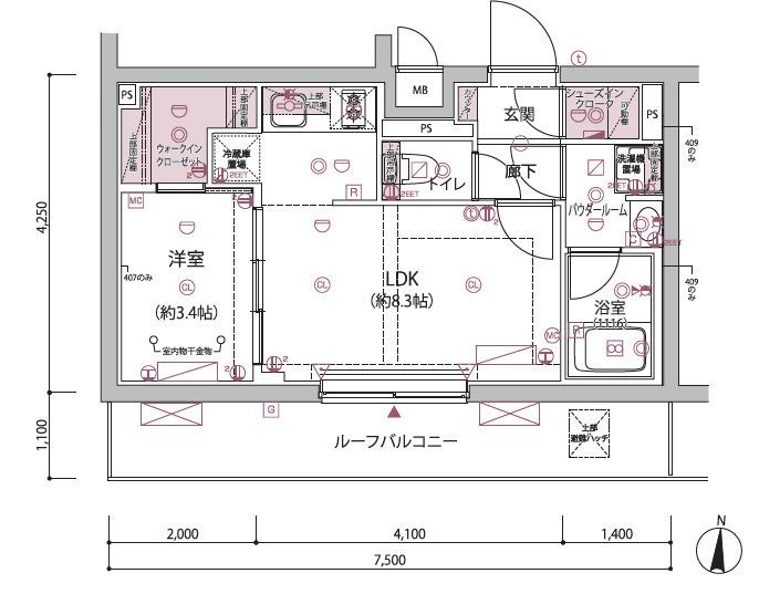 ARCOBALENO BUBAIGAWARA(1LDK/4階)の間取り写真