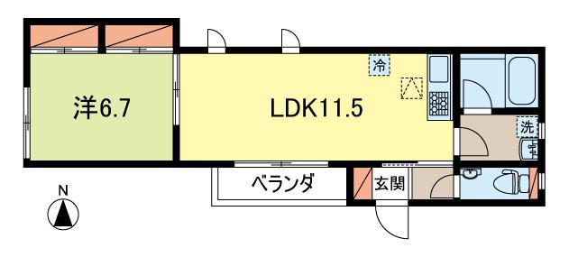 N ウエスト(1LDK/1階)の間取り写真