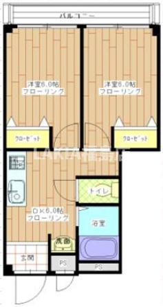 ディアハイム野里(2DK/2階)の間取り写真