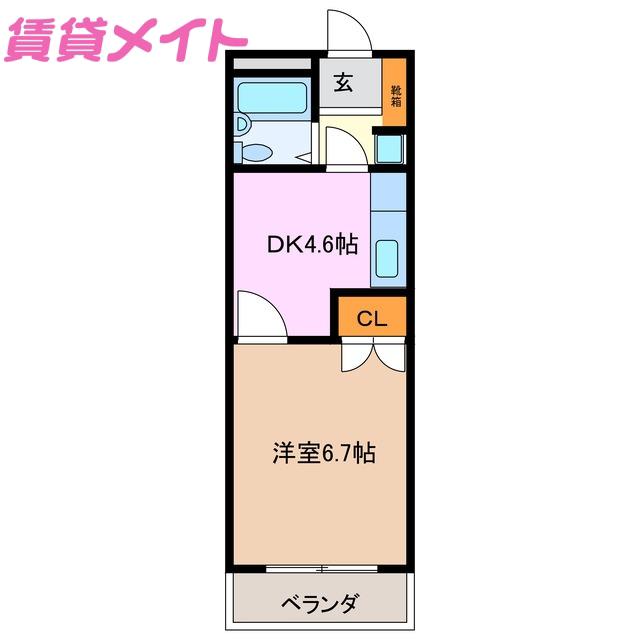 ワールドマンション(1DK/3階)の間取り写真