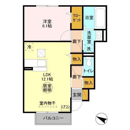 グラマードマレIII E(1LDK/1階)の間取り写真