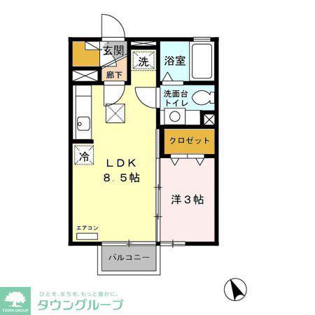 アベニュー吹上(1LDK/1階)の間取り写真