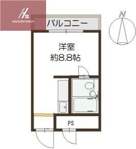 シルキーハイツ(ワンルーム/2階)の間取り写真