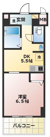 フェニックス日本橋高津(1DK/6階)の間取り写真