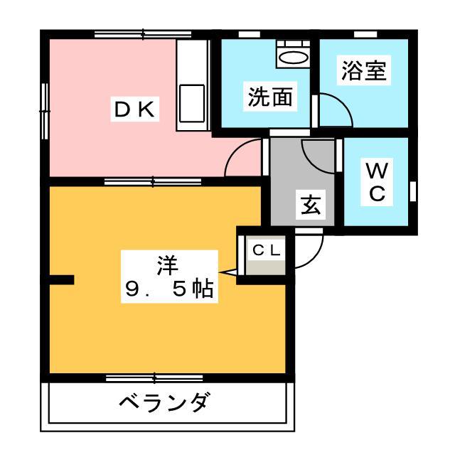 NKビル(1DK/4階)の間取り写真