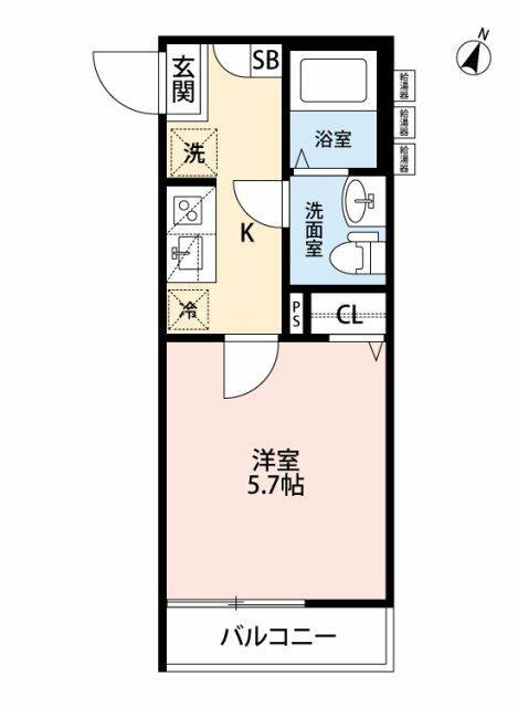 FELICE COURT(1K/2階)の間取り写真