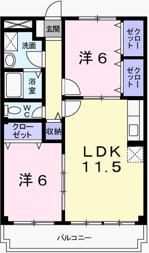 アクロポリス1(2LDK/1階)の間取り写真