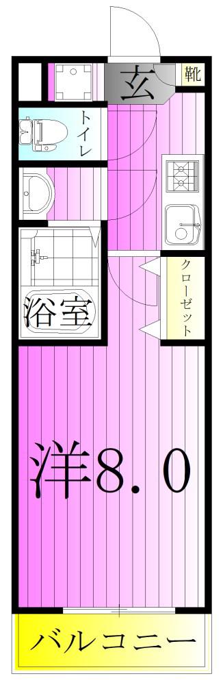 ジーメゾン足立入谷(1K/1階)の間取り写真