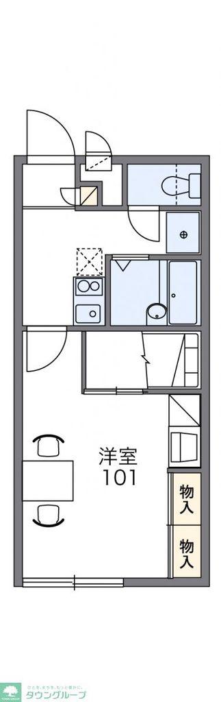 レオパレスひばり野(1K/1階)の間取り写真