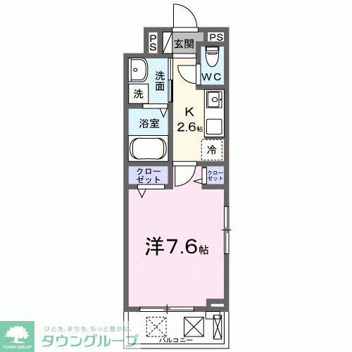 PRADERA吉川美南(1K/2階)の間取り写真