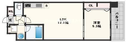 スプランディッド梅田グランノース(1LDK/6階)の間取り写真