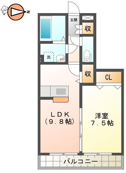 リバーパークA(1LDK/1階)の間取り写真