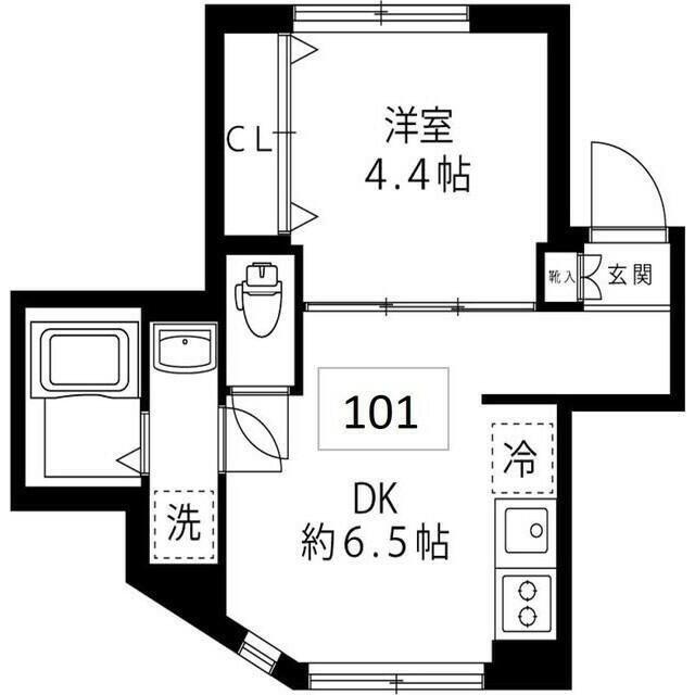 ファクトリー中目黒(1DK/1階)の間取り写真
