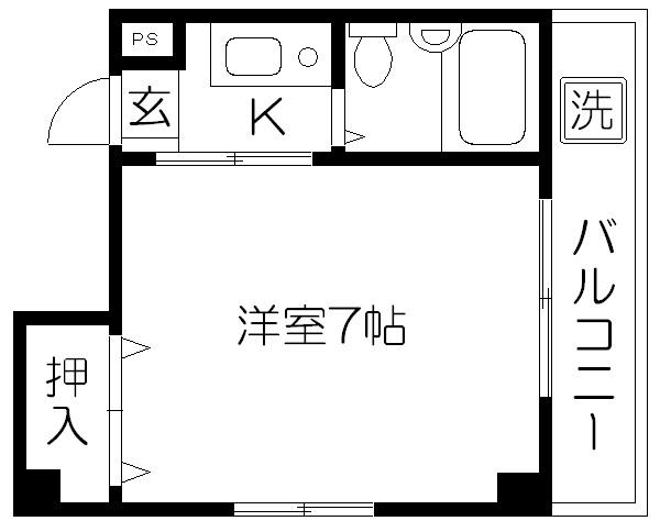 三晃ハイツ(1K/1階)の間取り写真