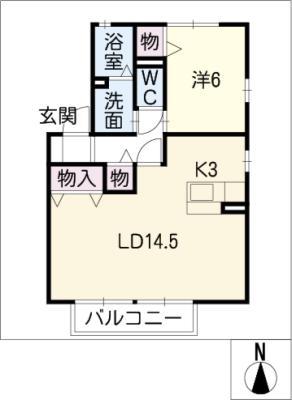 ラ・サンテII(1LDK/2階)の間取り写真
