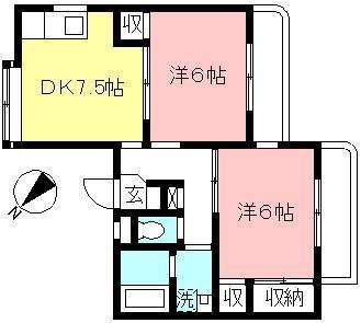 第2関谷マンション(2DK/4階)の間取り写真