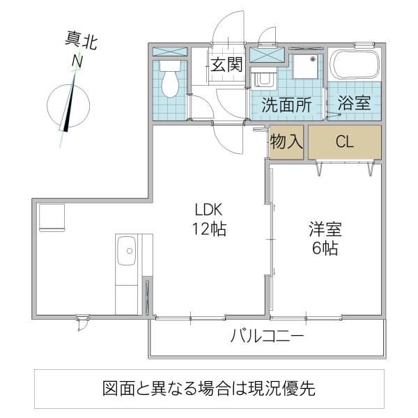 ラフィネタウンI(1LDK/2階)の間取り写真