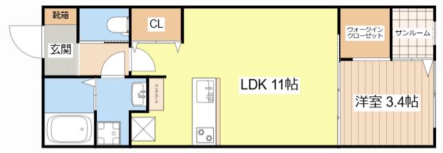 イオ・リアン安曇川(1LDK/2階)の間取り写真