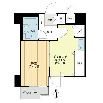 ライオンズマンション京都河原町(1DK/6階)の間取り写真