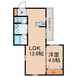 ALFRESO C(1LDK/2階)の間取り写真