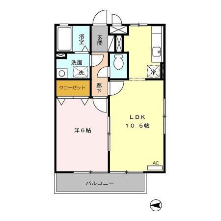 花花五番館(1LDK/2階)の間取り写真