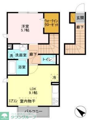 グレイスコート(1LDK/2階)の間取り写真