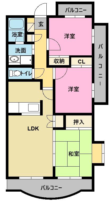 ヴェルドミール五和(3LDK/3階)の間取り写真