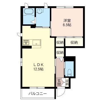 アイランド B棟(1LDK/1階)の間取り写真