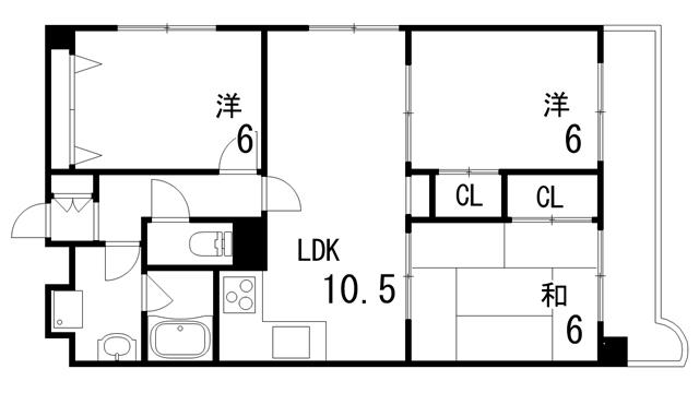 カウリー芦屋(3LDK/2階)の間取り写真