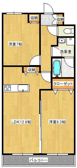 ルネス久宝寺(2LDK/2階)の間取り写真