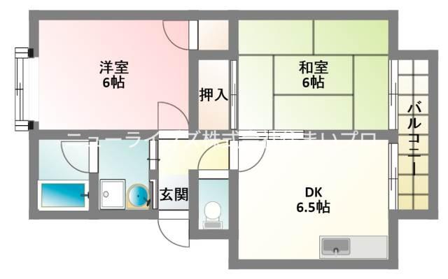 ガーデンハイツ小林1号館(2DK/2階)の間取り写真