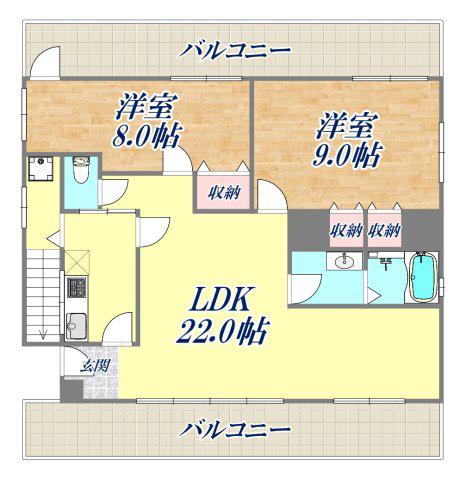 グランドガーデン(2LDK/3階)の間取り写真