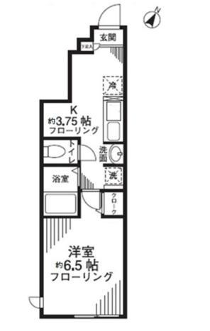 グリシーヌ経堂A棟(1K/1階)の間取り写真