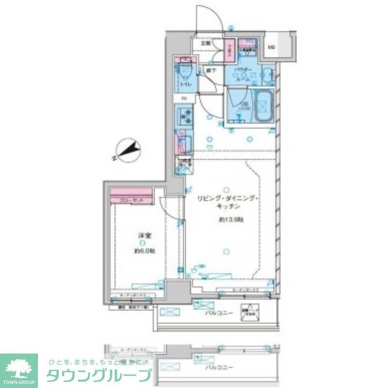 GENOVIA鐘ヶ淵(1LDK/8階)の間取り写真