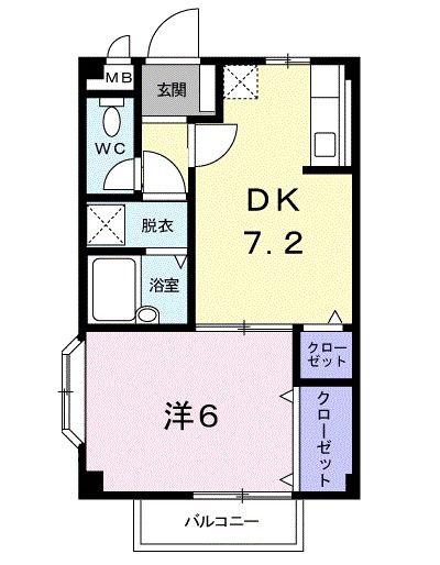 ボヌ-ルAI(1DK/2階)の間取り写真