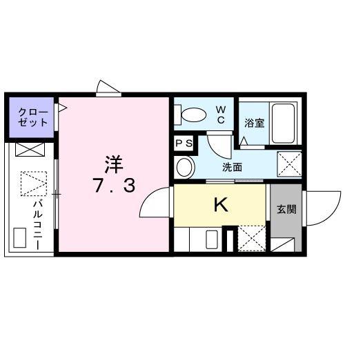 カイラーサ下丸子(1K/2階)の間取り写真