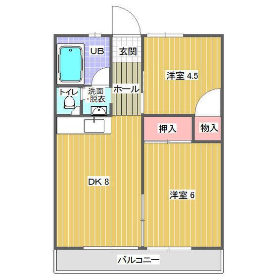 佐藤コーポ(2DK/2階)の間取り写真