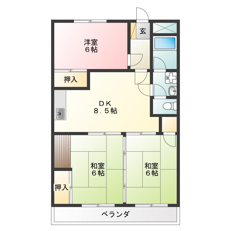 パールハイツ(3DK/3階)の間取り写真