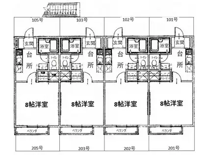 ビラ・フルール(1K/1階)の間取り写真