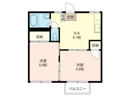 コーポ東大宮(2K/2階)の間取り写真