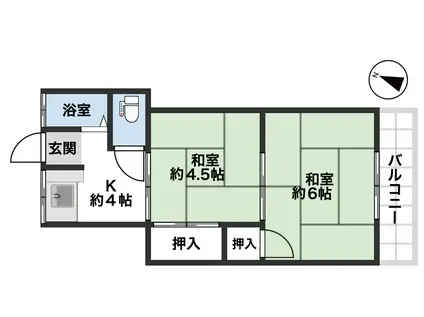 神仙寺ハイツ(2K/2階)の間取り写真