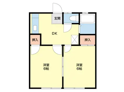 ハッピータウンC(2DK/2階)の間取り写真