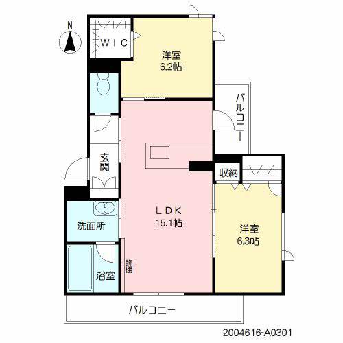 サンクフルール(2LDK/1階)の間取り写真
