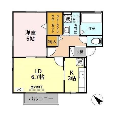 ウィル B(1LDK/2階)の間取り写真