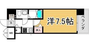 ディナスティ神戸元町通(1K/3階)の間取り写真