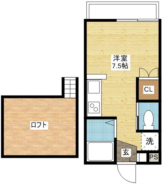 MODERN西山A(ワンルーム/1階)の間取り写真