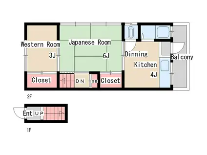 二葉町9丁目アパート(2DK/2階)の間取り写真